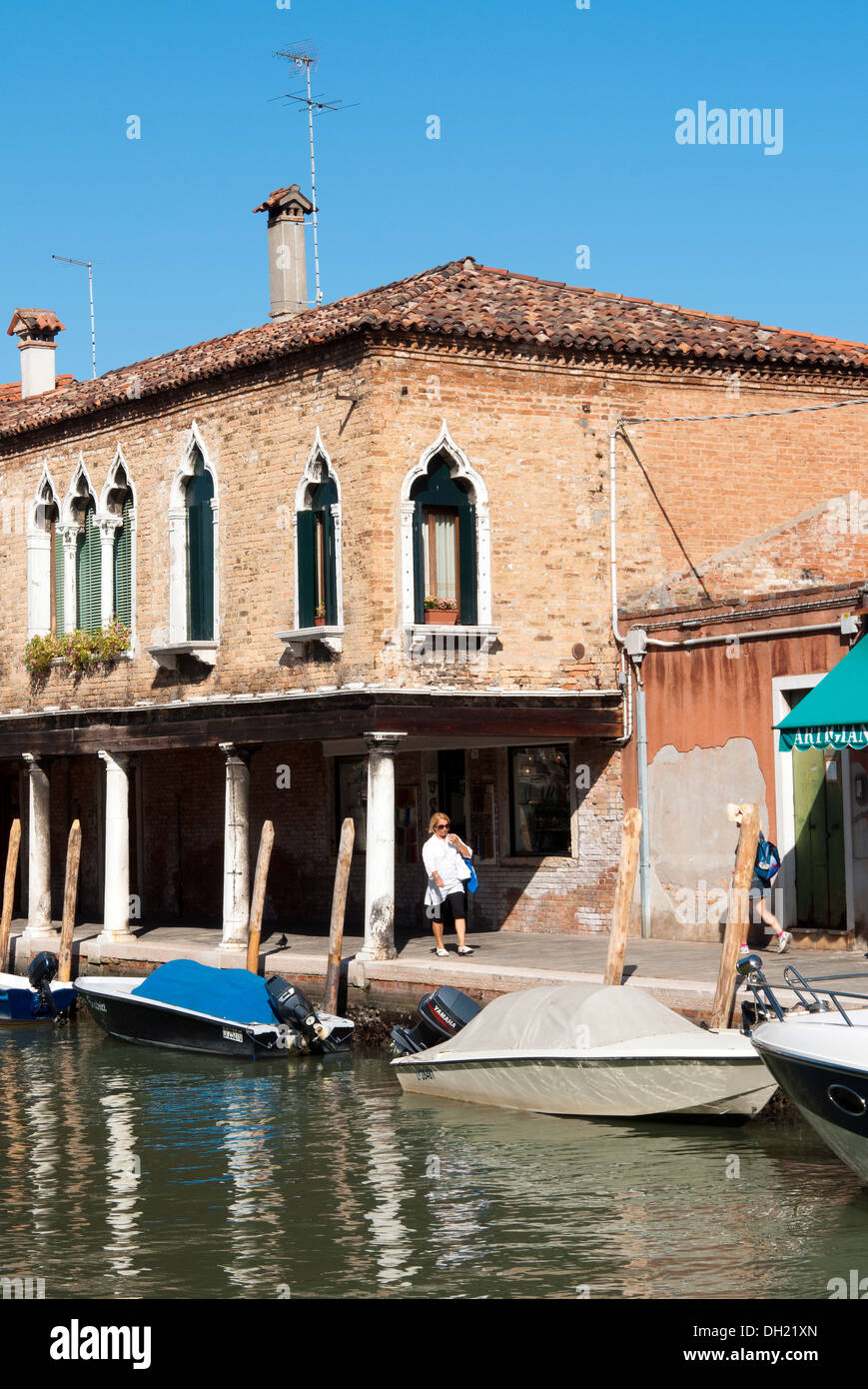 Canal on Murano Island, Venice, Veneto, Italy, Europe Stock Photo