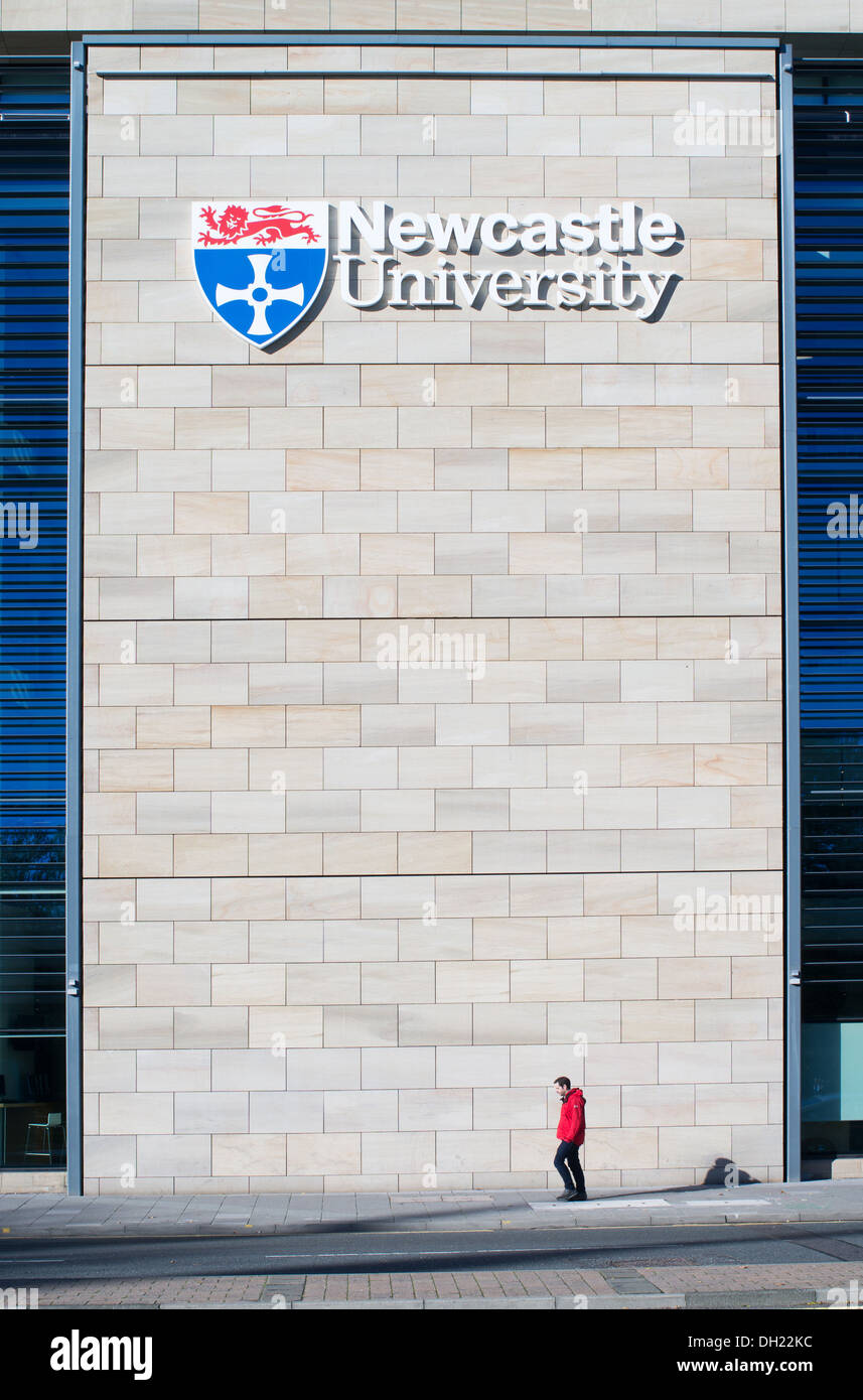 A man walks past the King's Gate building, Newcastle University north east England, UK Stock Photo
