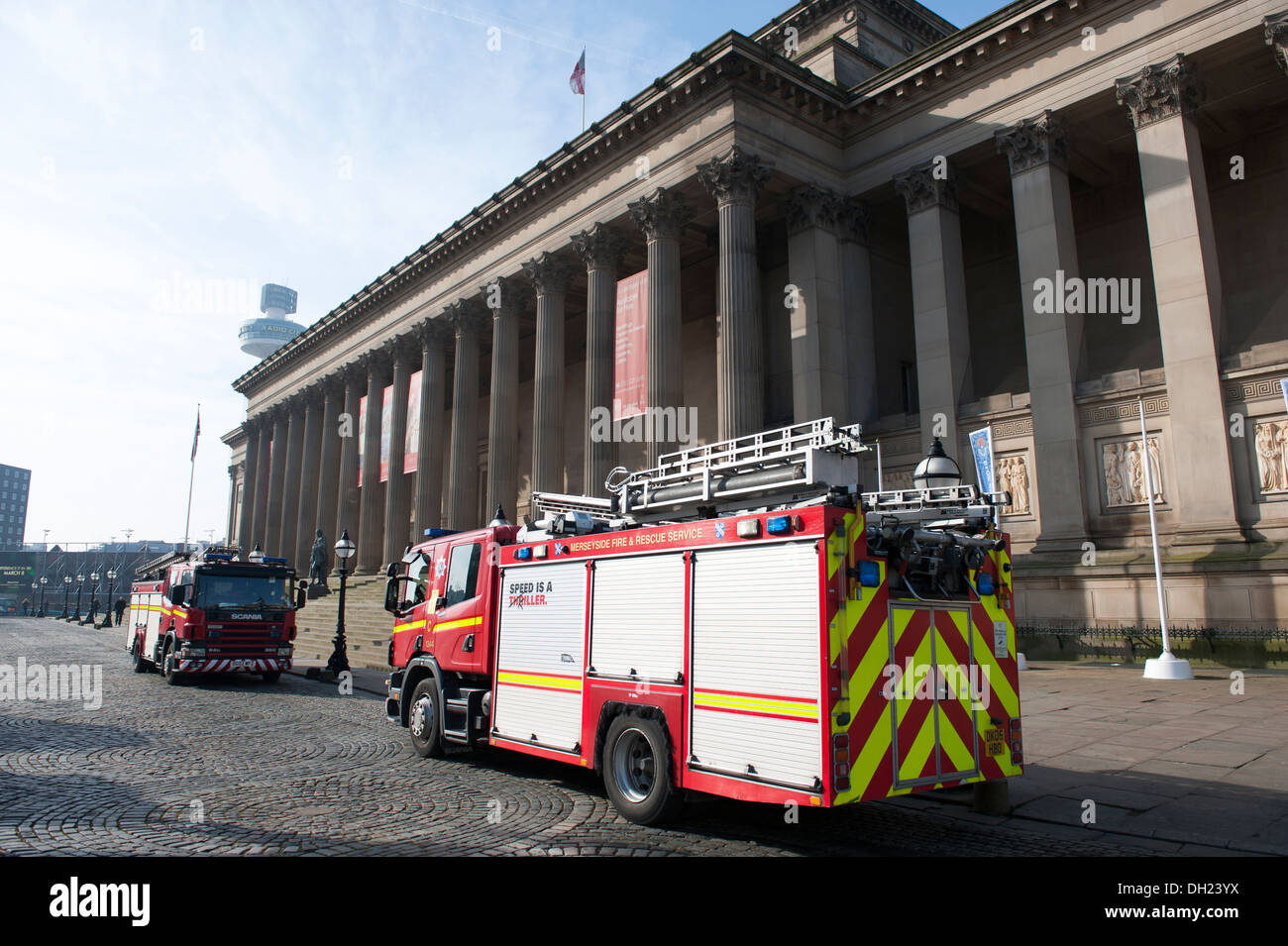 Fire Brigade Service at Grade 1 I Listed Building Stock Photo