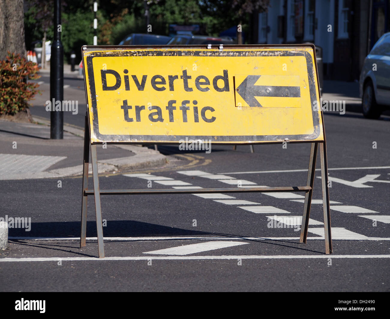 Diverted Traffic Sign Stock Photo