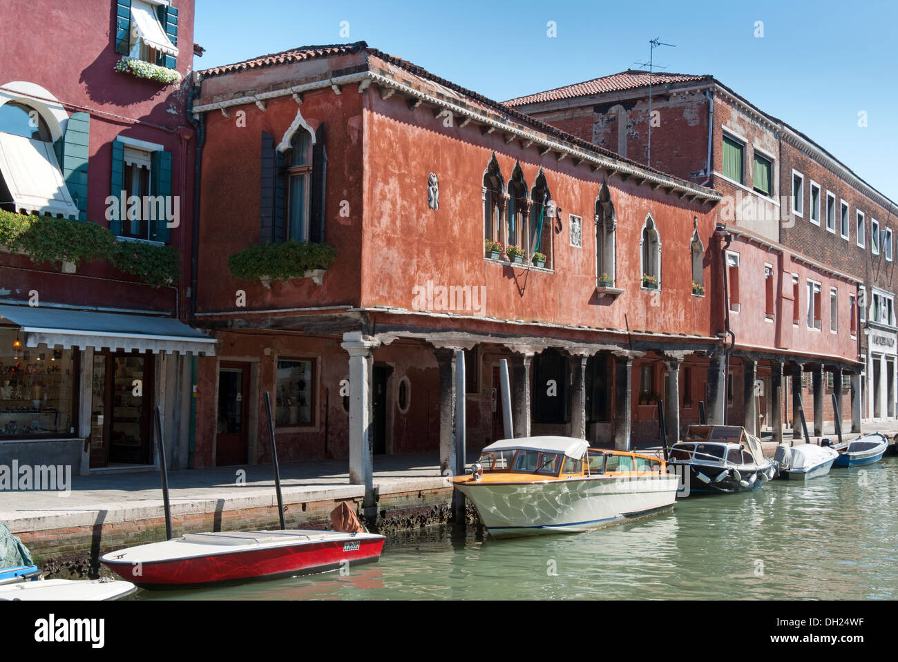 Canal on Murano Island, Venice, Veneto, Italy, Europe Stock Photo