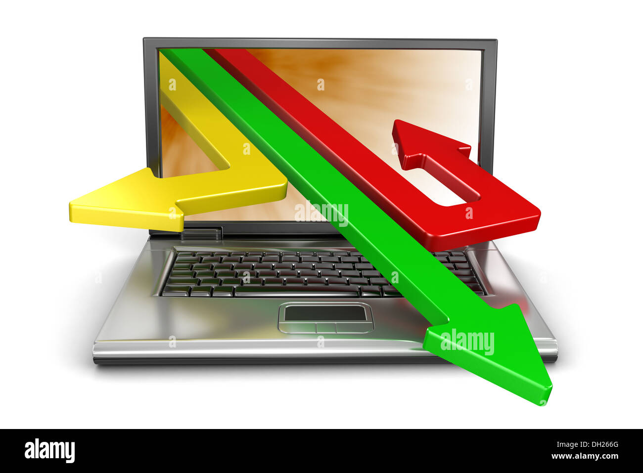 Laptop and Arrows (clipping path included) Stock Photo