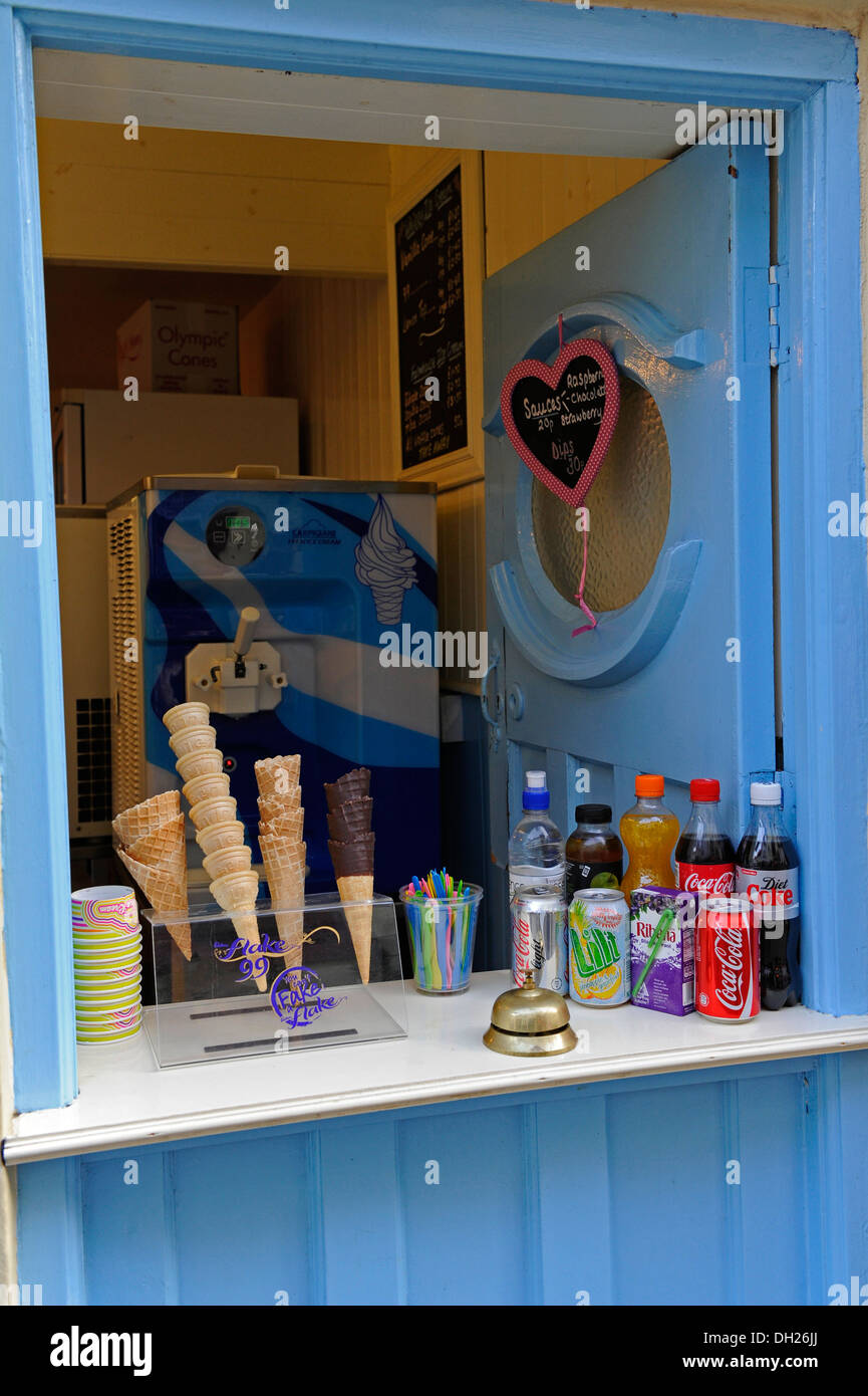 Fizzy drinks and ice creams for sale. Stock Photo