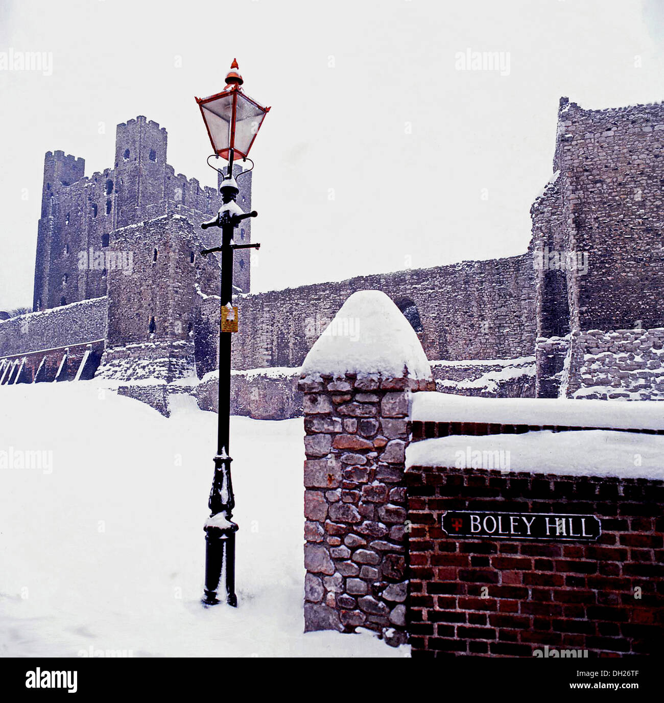 Rochester castle. Kent in winter. Stock Photo