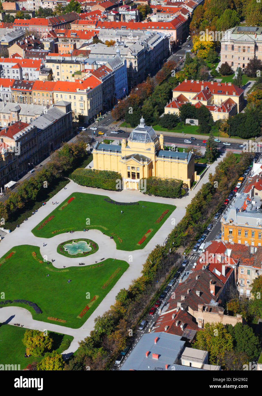 Zagreb aerial, The Art Pavilion in Zagreb Stock Photo