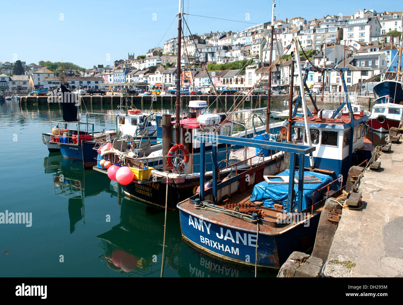 fishing boats in the harbour at brixham, devon, uk Stock Photo