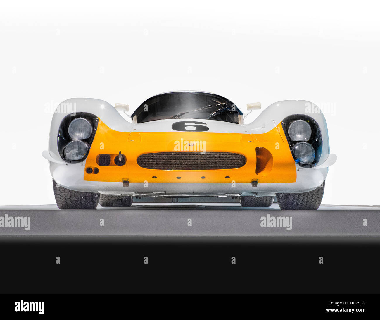 A dramatic head on view of a 1968 Porsche Type 908 K  Prototype race  car Stock Photo