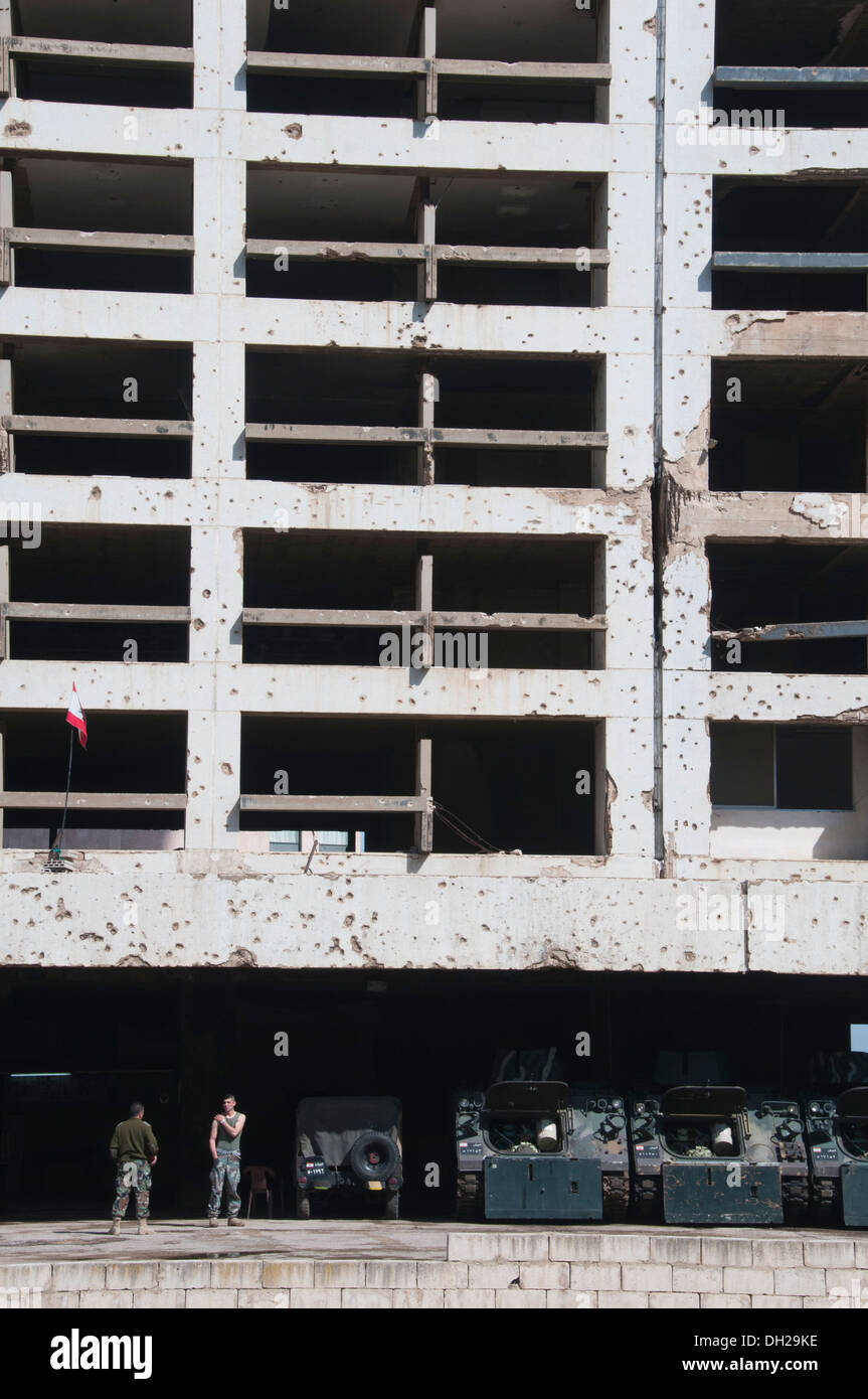 The destroyed building of former Holiday Inn Hotel in Beirut, Lebanon Stock Photo