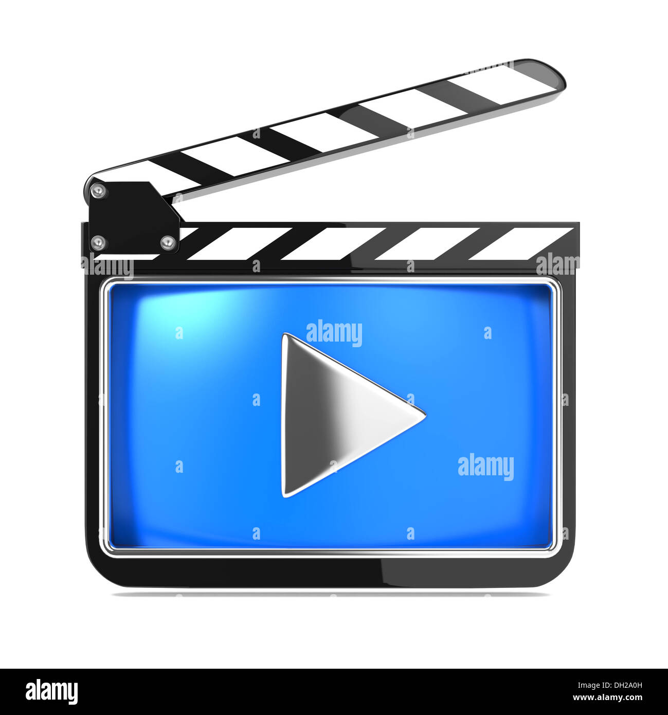 Clapboard with Blue Screen. Media Player Concept. Stock Photo