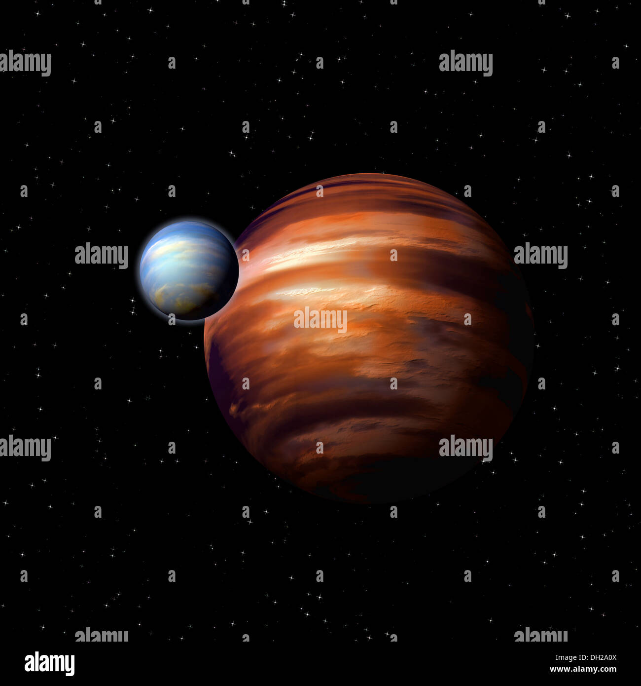 Planets in deep space, abstract sci-fi illustration Stock Photo - Alamy
