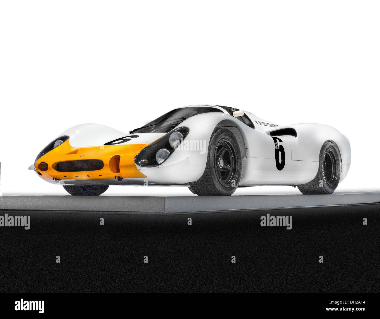 A dramatic side three quarter view of the 1968 Porsche Type 908 K prototype  Le Mans race car Stock Photo