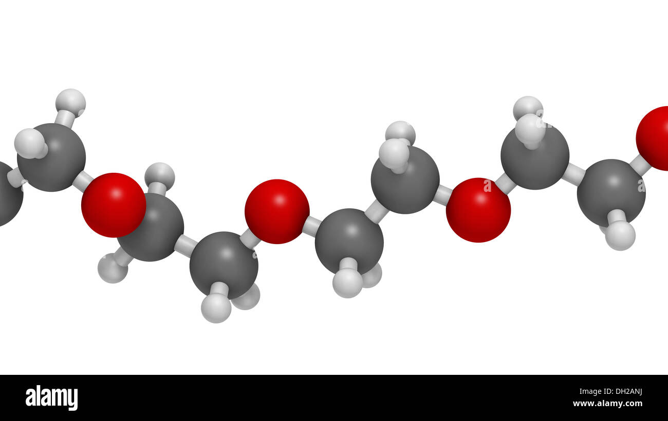 Polyethylene glycol 10.000 (PEG, polyethylene oxide, PEO) molecule,  chemical structure - linear fragment (detail Stock Photo - Alamy