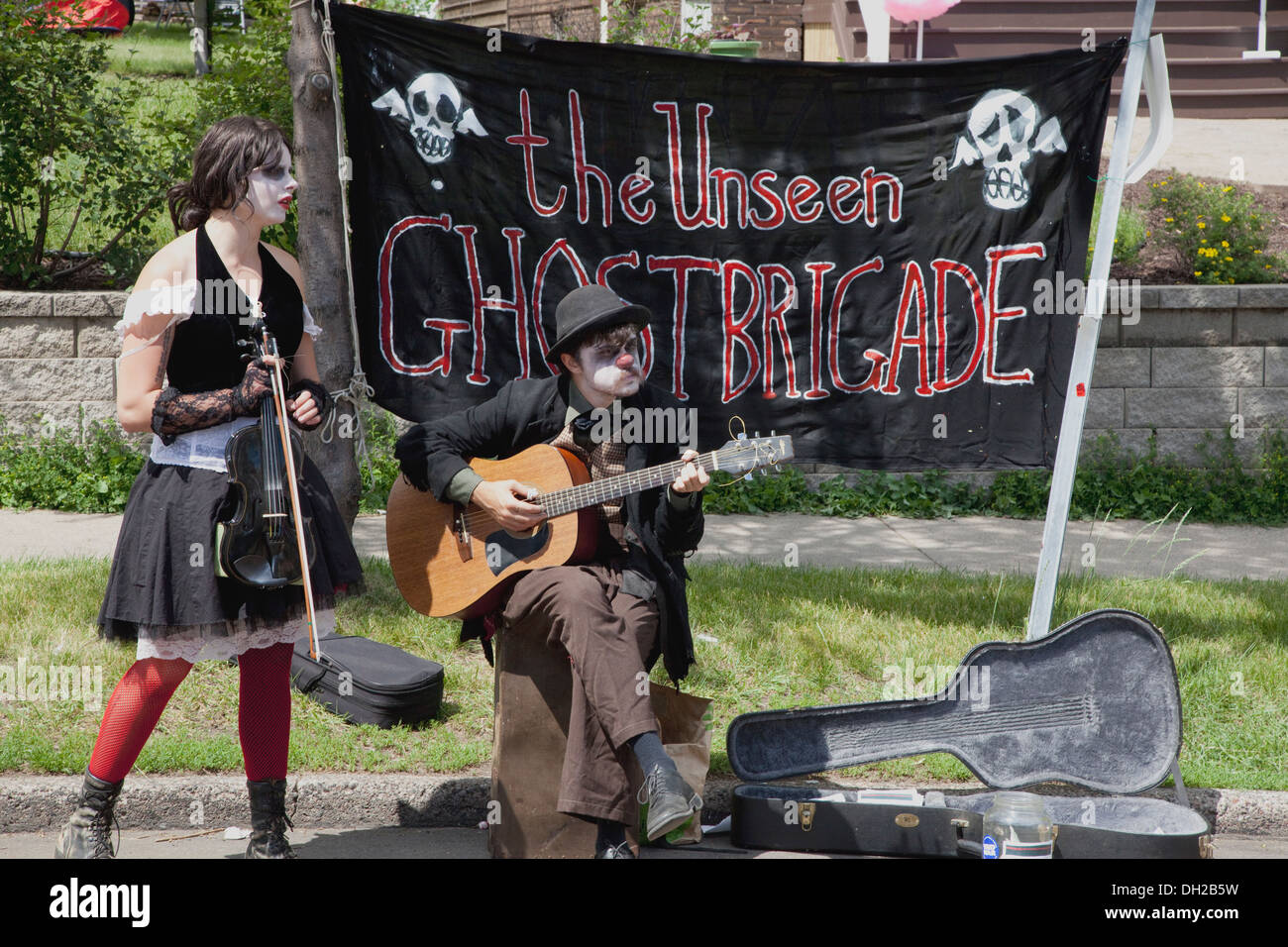 The wonderful music coming from the Unseen Ghost Brigade. Grand Old Day Festival St Paul Minnesota MN USA Stock Photo