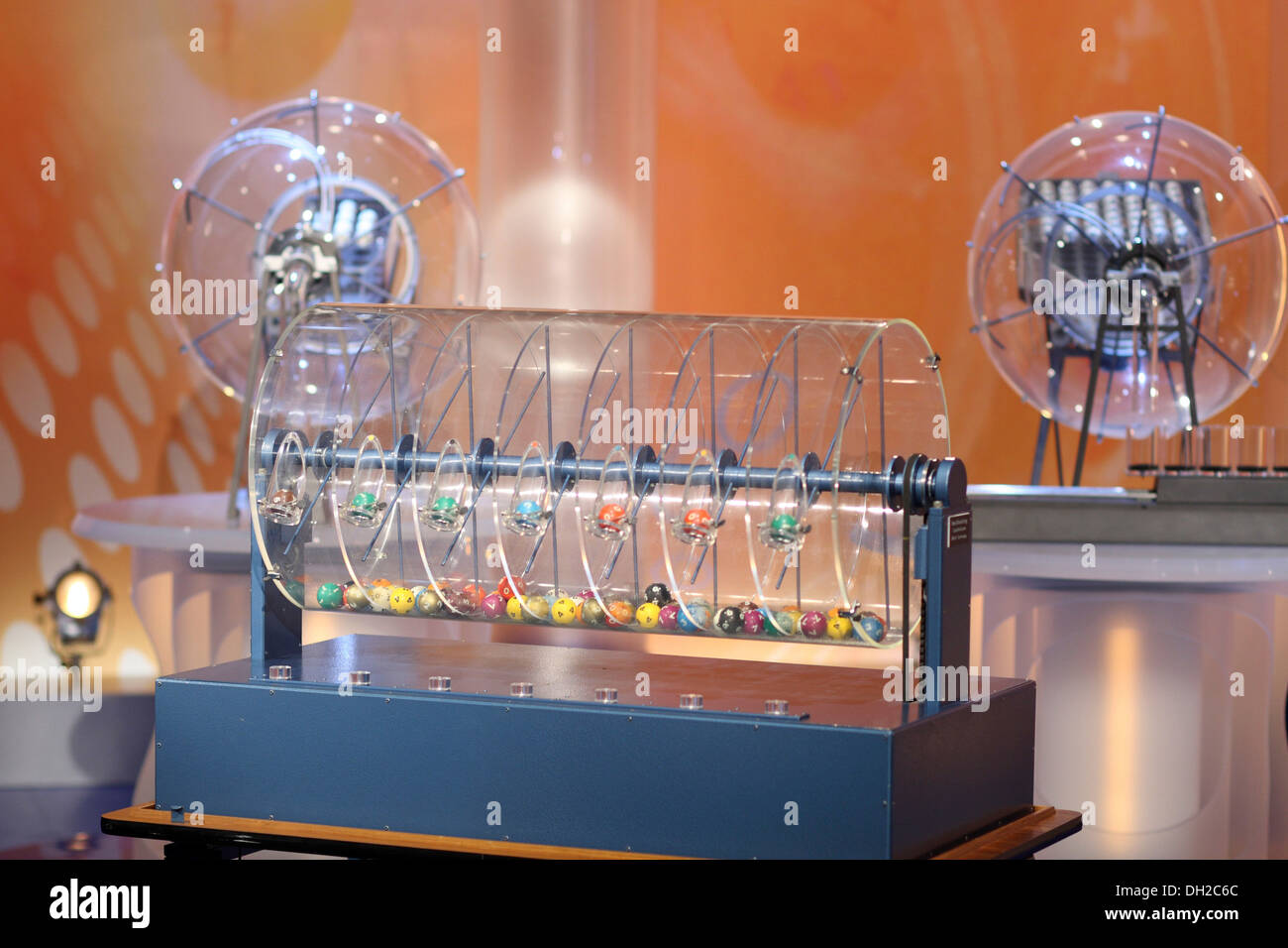 Equipment for the drawing of the Lotto numbers of the Wette Super 6 in the ZDF television studio, Mainz, Rhineland-Palatinate Stock Photo