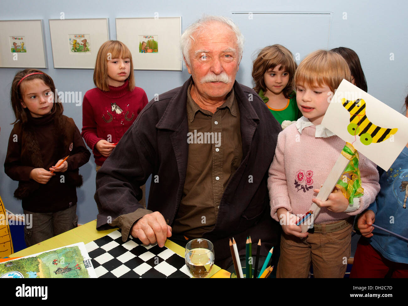 The illustrator, children's book author and writer Janosch aka Horst Eckert at the opening of his exhibition at the Ludwig Stock Photo