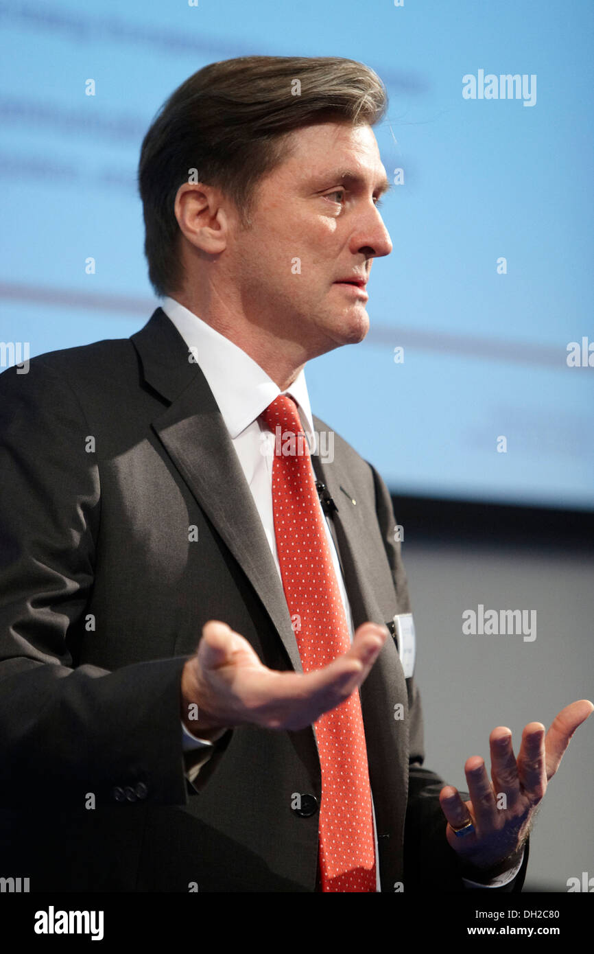 Renato Fassbind, CFO of Credit Suisse, giving a speech in the Conference organised by students 'Campus for Finance', at the Stock Photo