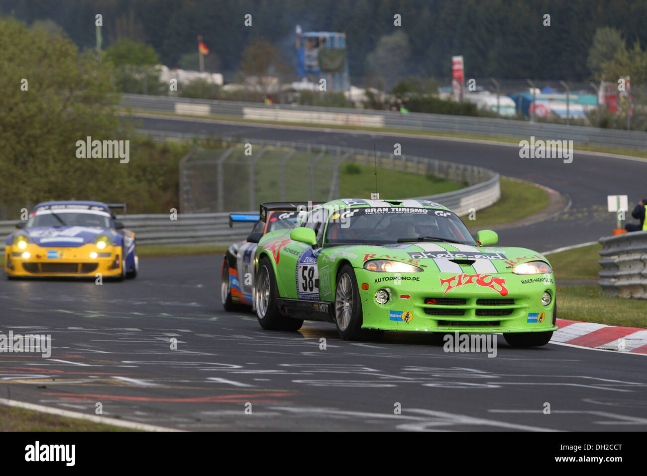 The natural gas-powered Chrysler Viper of skateboarder Titus Dittmann, Julius Dittmann, Dag van Garrel and Victor Smolski during Stock Photo