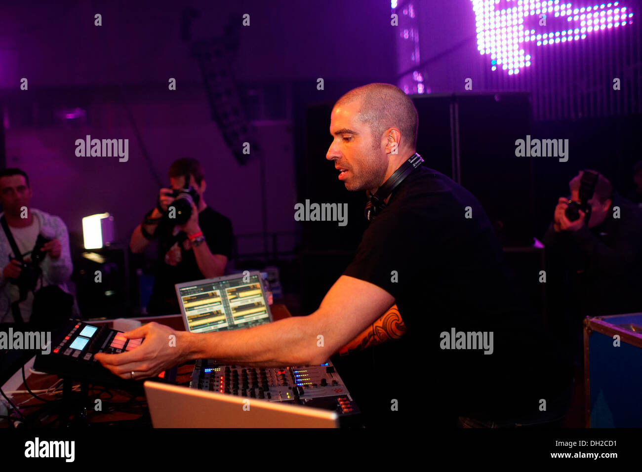 DJ Chris Liebing, techno festival Mayday 2010 in the Westfalenhalle concert hall, Dortmund, North Rhine-Westphalia Stock Photo