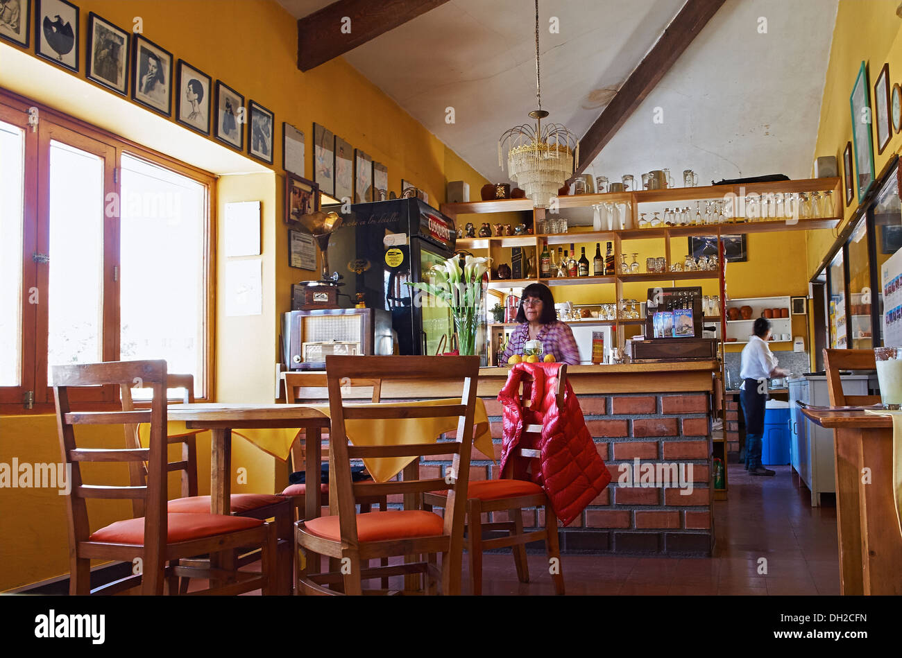 Inside a cafe in the centre of Huaraz In Peru, South America. Stock Photo