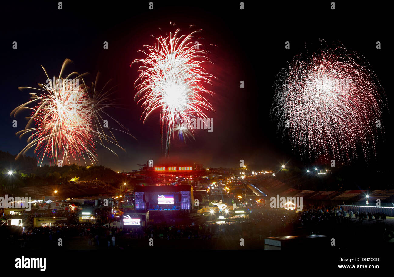 Fireworks at the Truck Grand Prix 2012, Nuerburgring, Rhineland-Palatinate Stock Photo