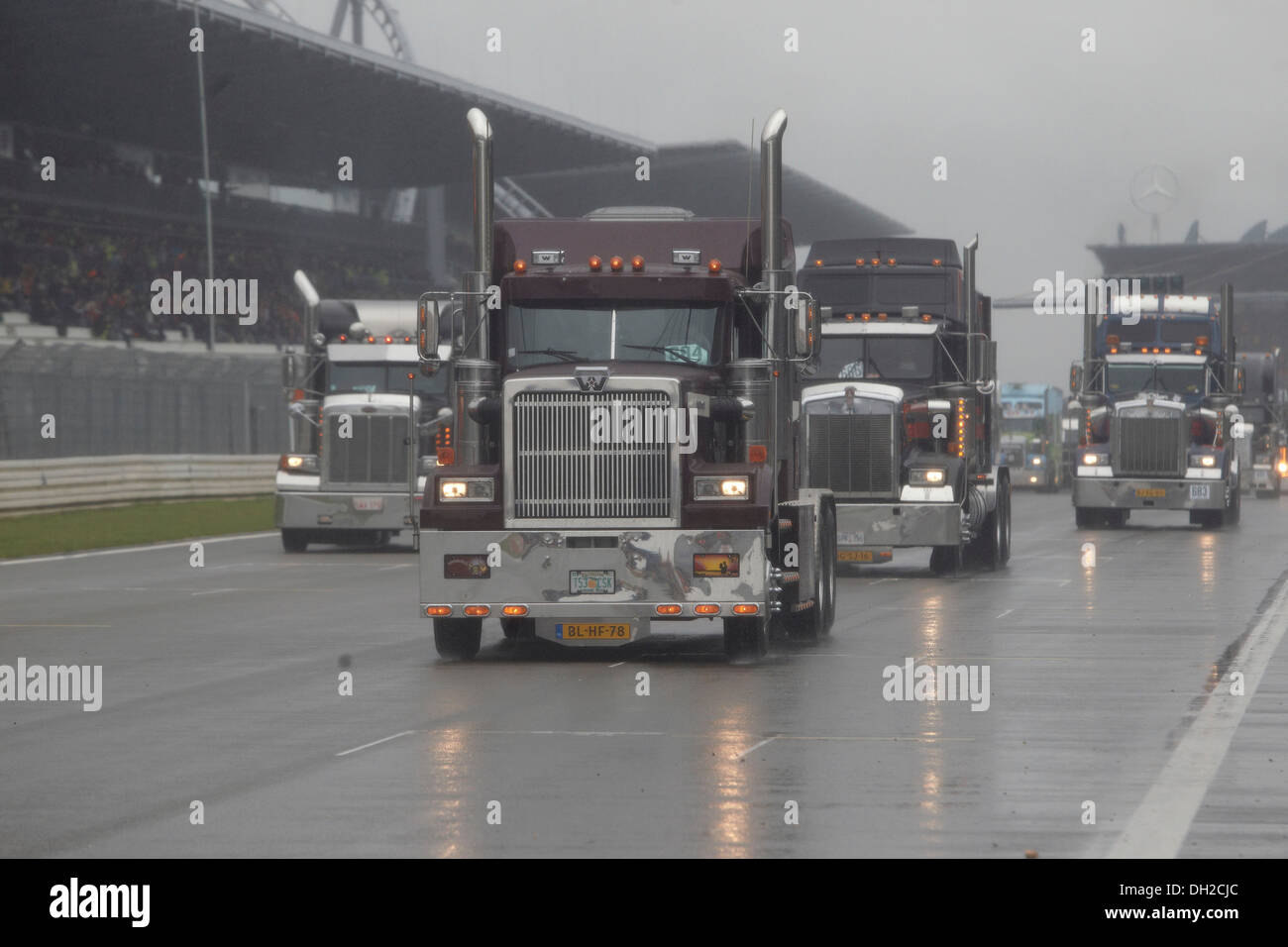 U.S. trucks on the Grand Prix circuit of the Nuerburgring during the Truck Grand Prix 2012, Nuerburgring, Rhineland-Palatinate Stock Photo