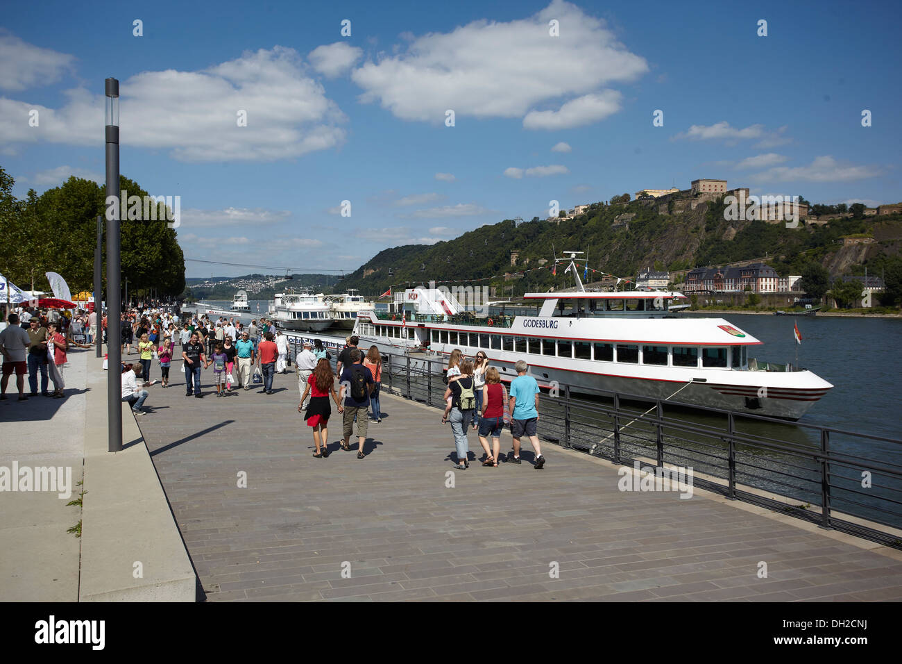 Rhine promenade, Koblenz, Rhineland-Palatinate Stock Photo