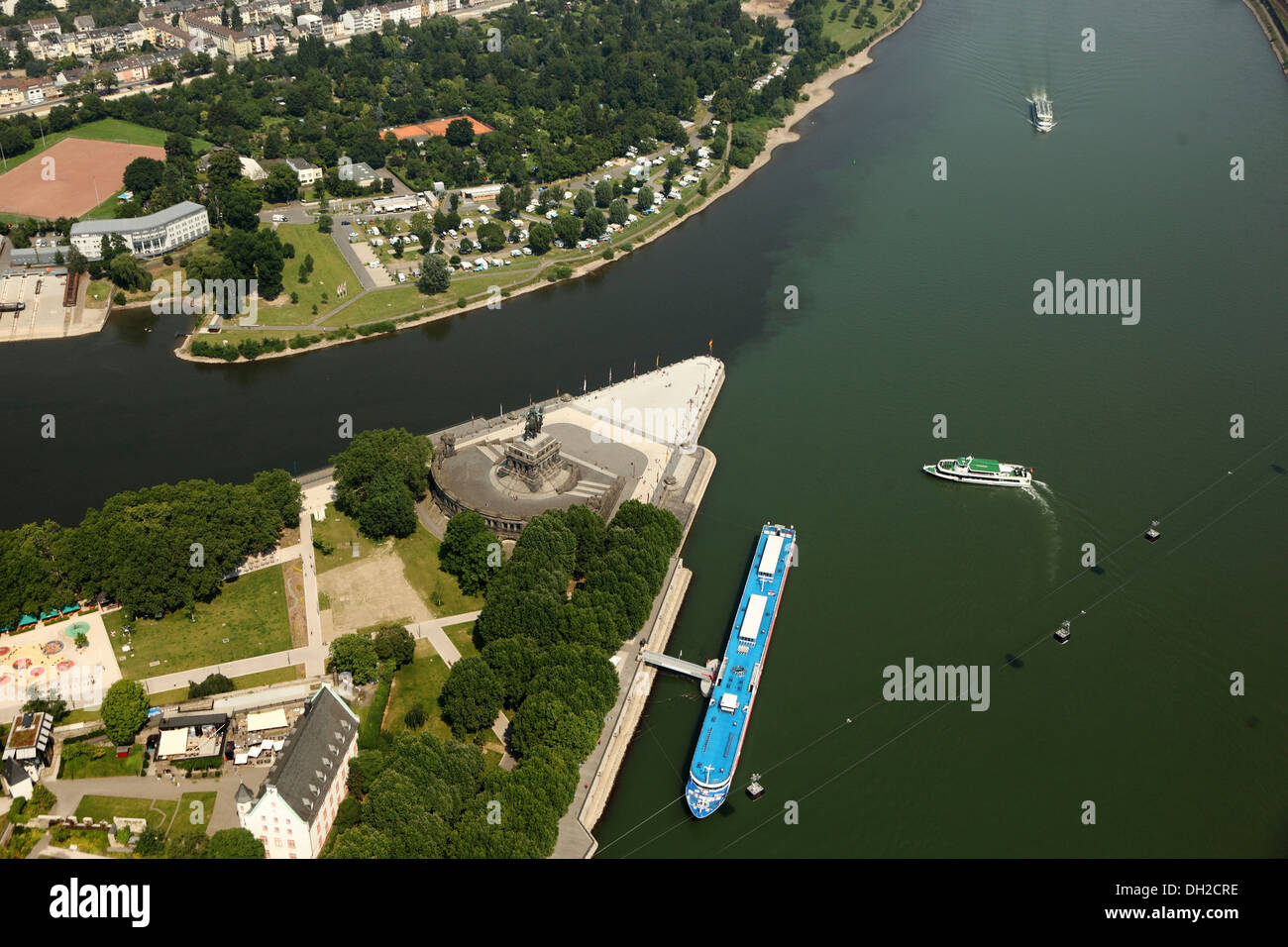 Aerial view, Deutsches Eck headland, Koblenz, Rhineland-Palatinate Stock Photo