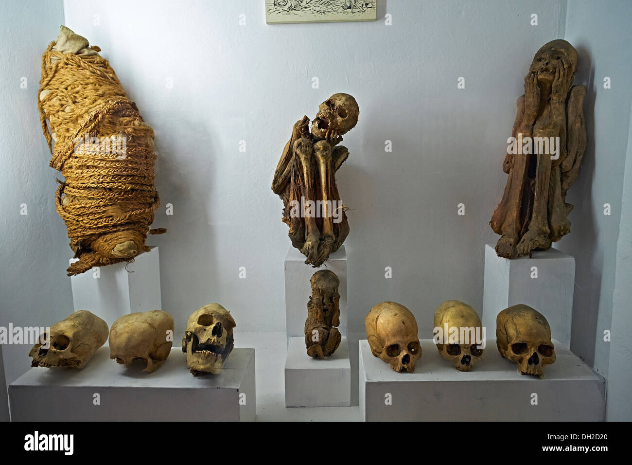 Mummies of child sacrifices at the Archeology Museum of Ancash, Huaraz, Peru. Stock Photo