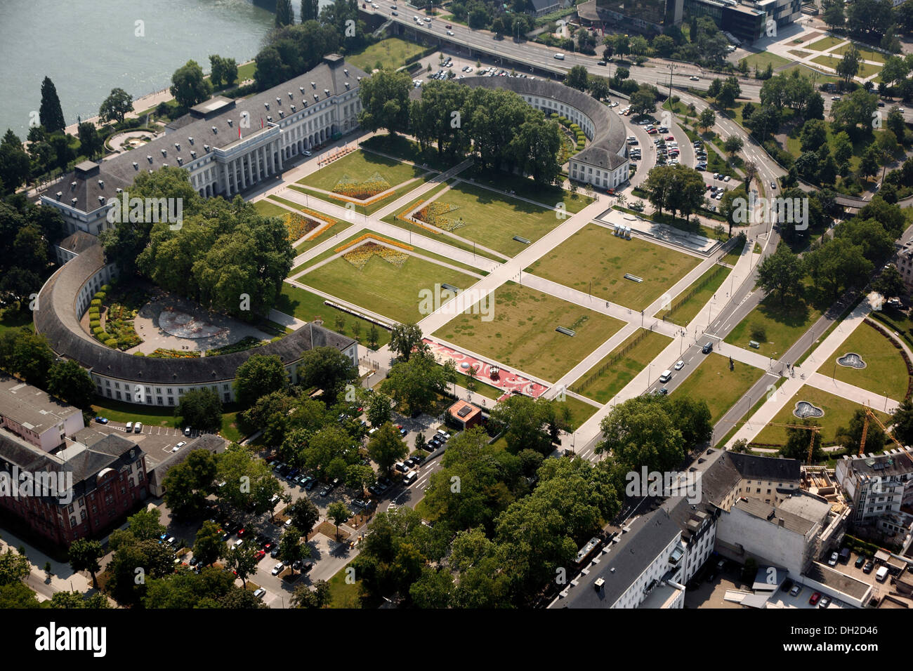 Aerial view, Electoral Palace, Koblenz, Rhineland-Palatinate Stock Photo