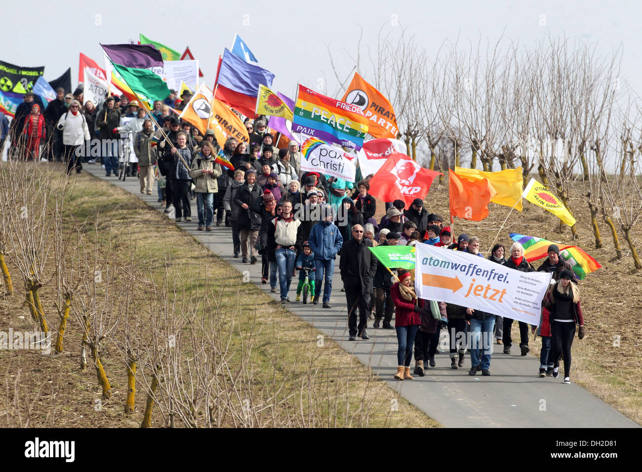 Easter peace demonstration at the aerodrome in Buechel, Büchel, Rhineland-Palatinate, Germany Stock Photo