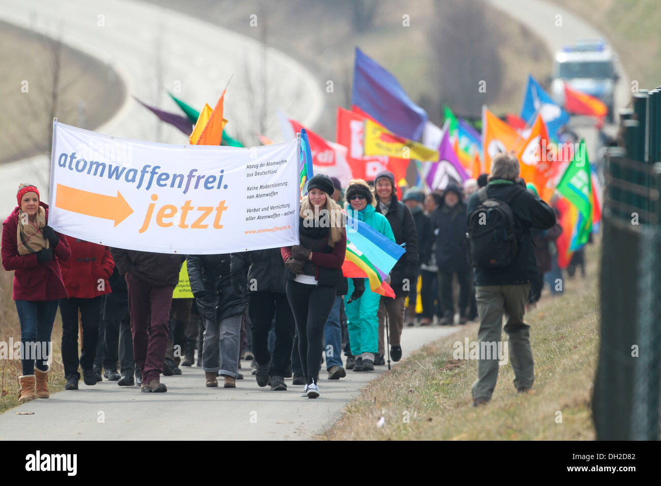 Easter peace demonstration at the aerodrome in Buechel, Büchel, Rhineland-Palatinate, Germany Stock Photo