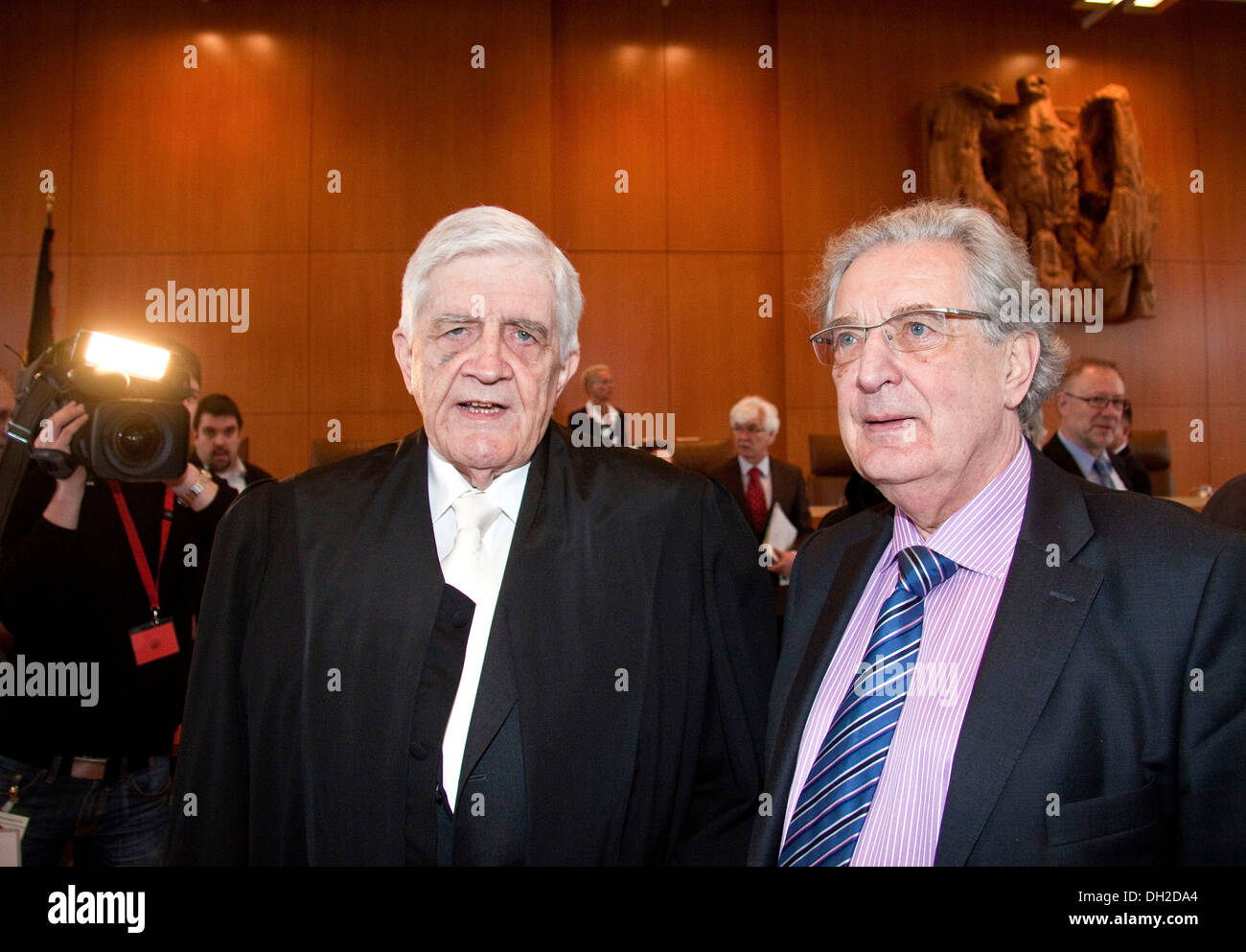 Plaintiff Burkhard Hirsch and Gerhard Baum, ruling of the Federal Constitutional Court on telecommunications data retention Stock Photo