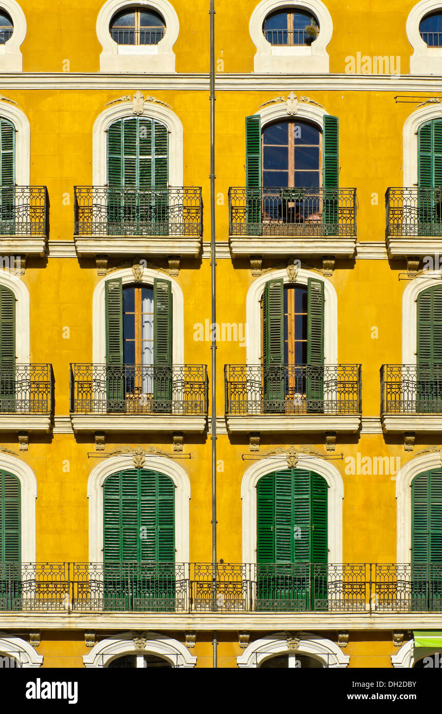 House front at Plaza Mayor in Palma de Mallorca, Majorca, Balearic