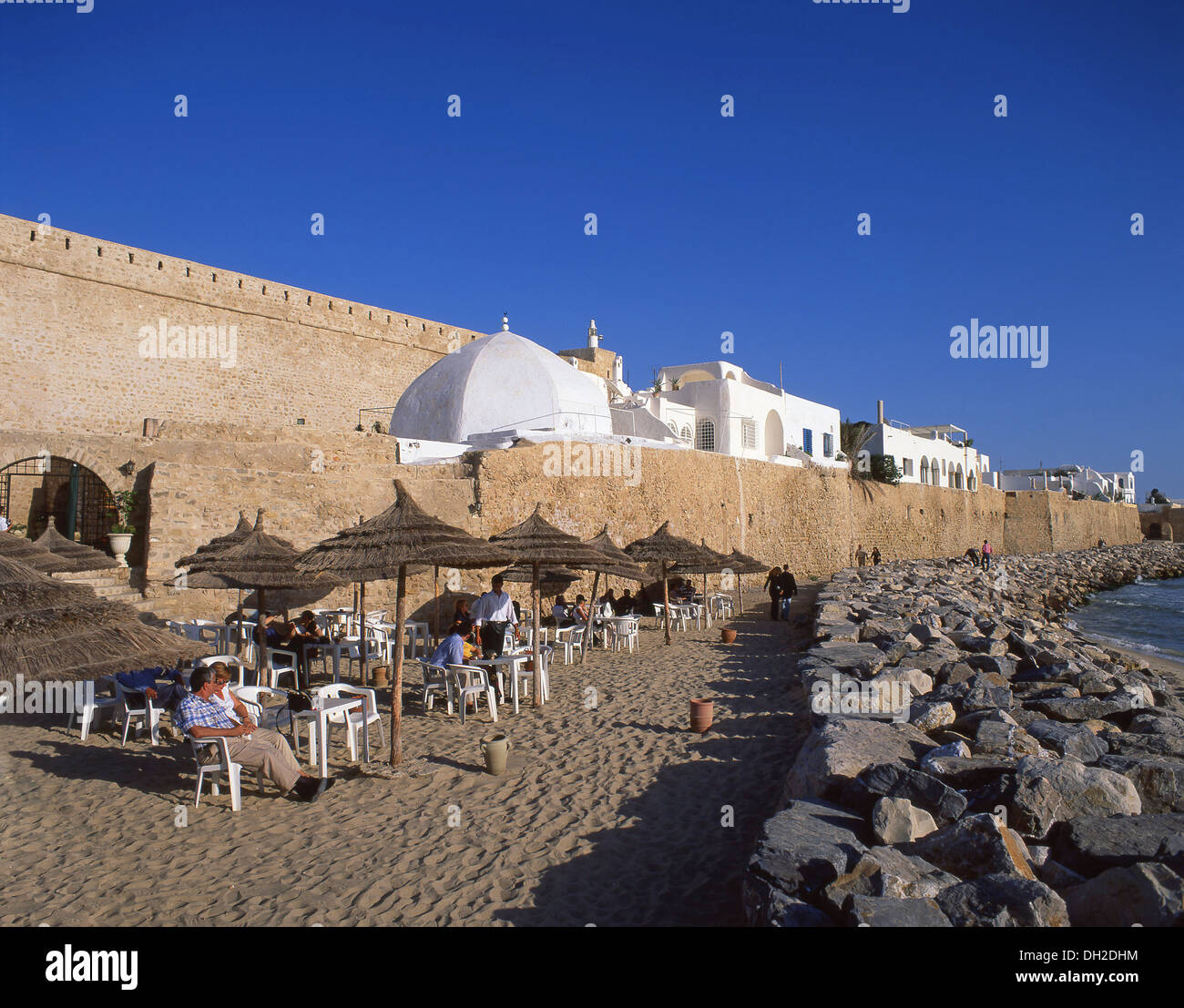 Hammamet Medina from beach, Hammamet, Nabeul Governorate, Tunisia Stock Photo