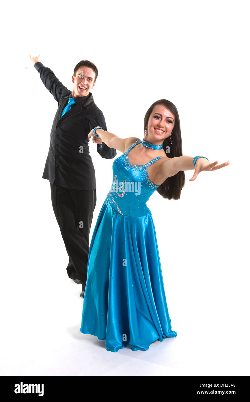 Ballroom Dance Couple in a Dance Pose Isolated on White Stock Photo - Image  of sport, mature: 138368366