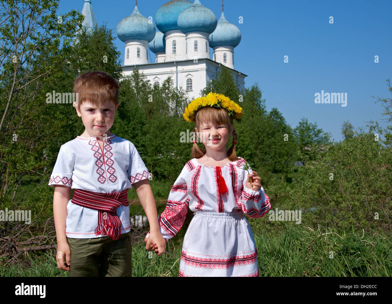 Russian Little boy and girl Stock Photo Alamy