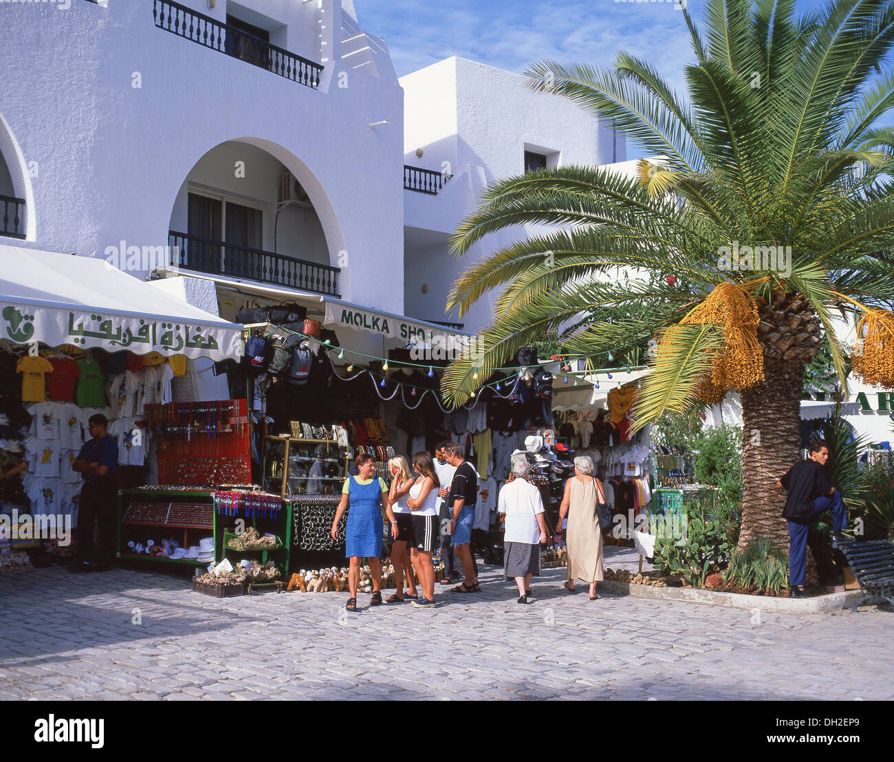 Shopping in Port El Kantaoui Marina, Port El Kantaoui, Sousse Governorate, Tunisia Stock Photo