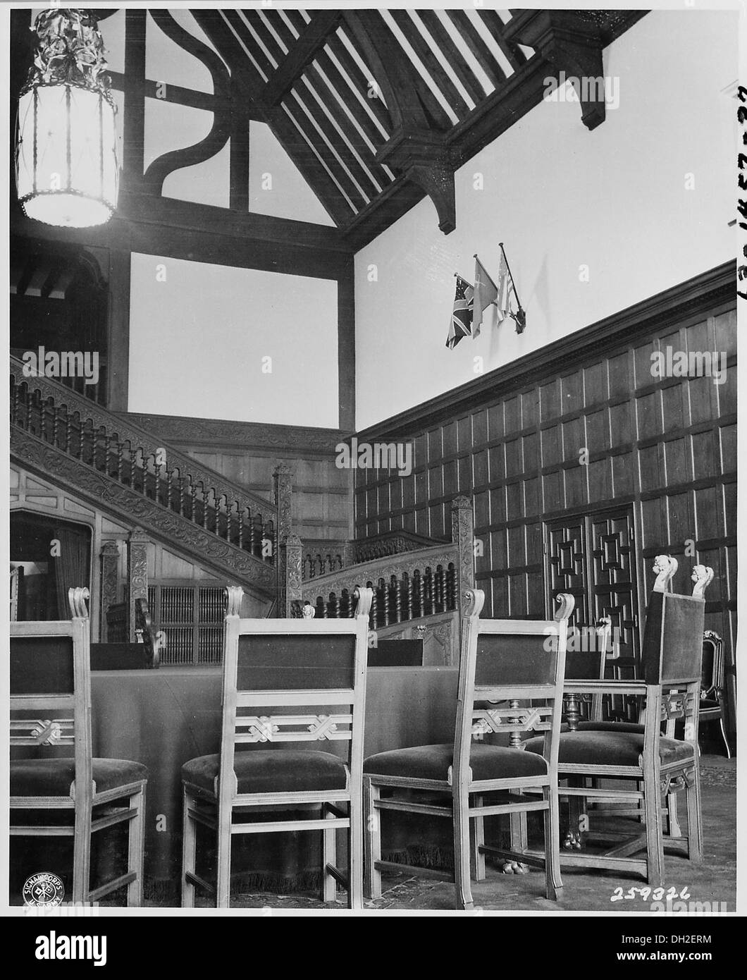 Conference room of Cecilienhof Palace, site of the Potsdam Conference in Potsdam, Germany. The