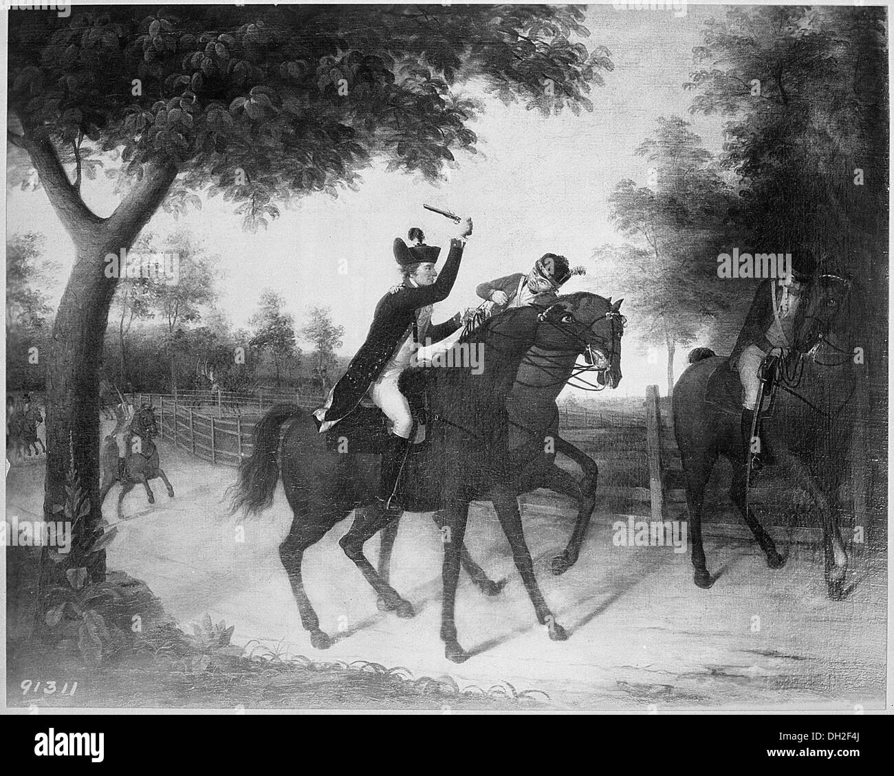 Encounter between Capt. Allan McLane and a British dragoon at Frankfort, near Philadelphia 530954 Stock Photo