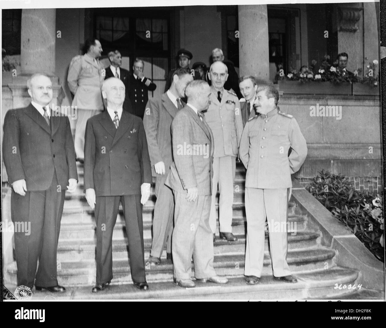 First visit of Soviet leader Josef Stalin with President Harry S. Truman during the Potsdam Conference in Potsdam... 198877 Stock Photo