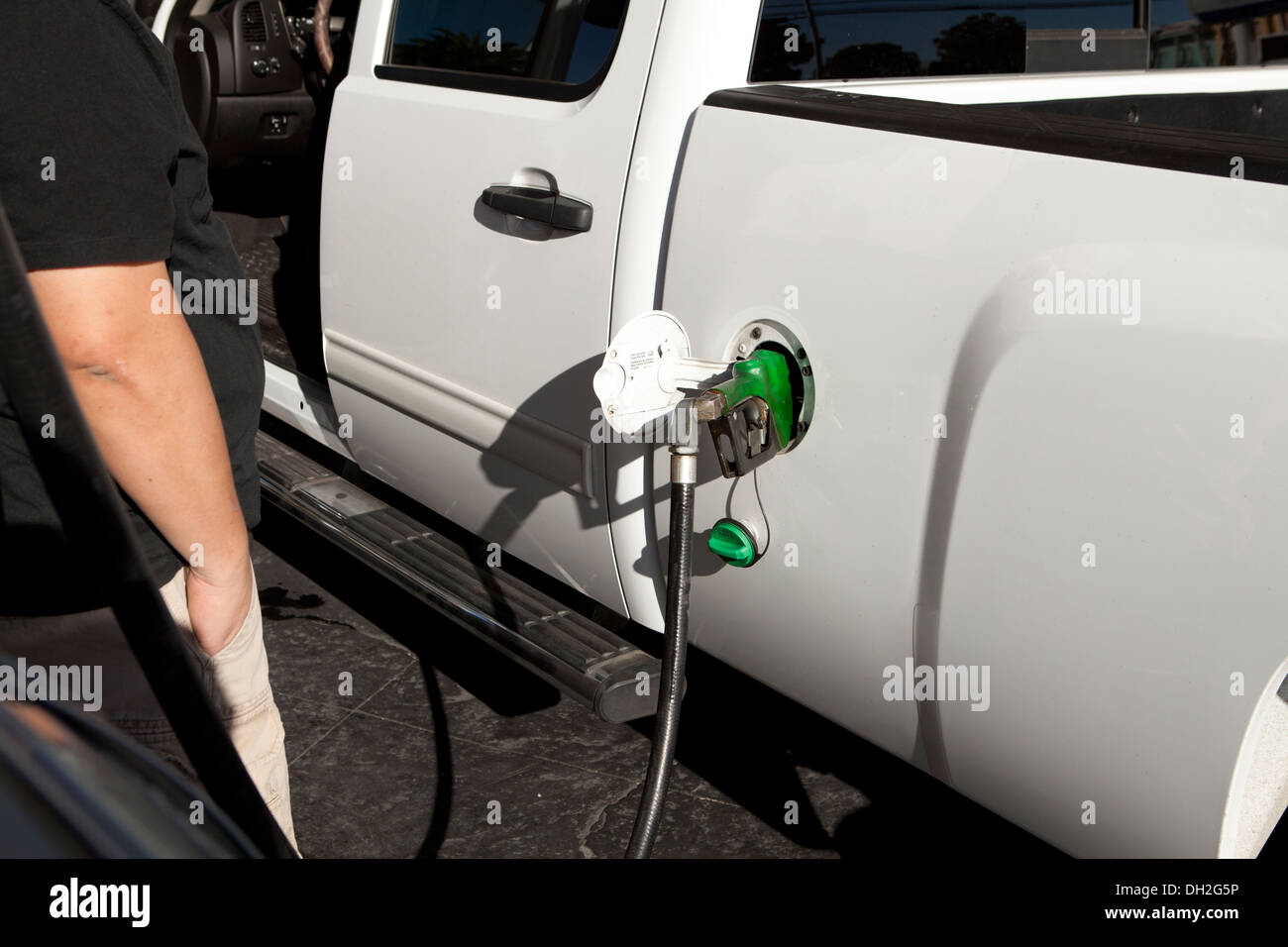 Man pumping diesel fuel in truck USA Stock Photo Alamy