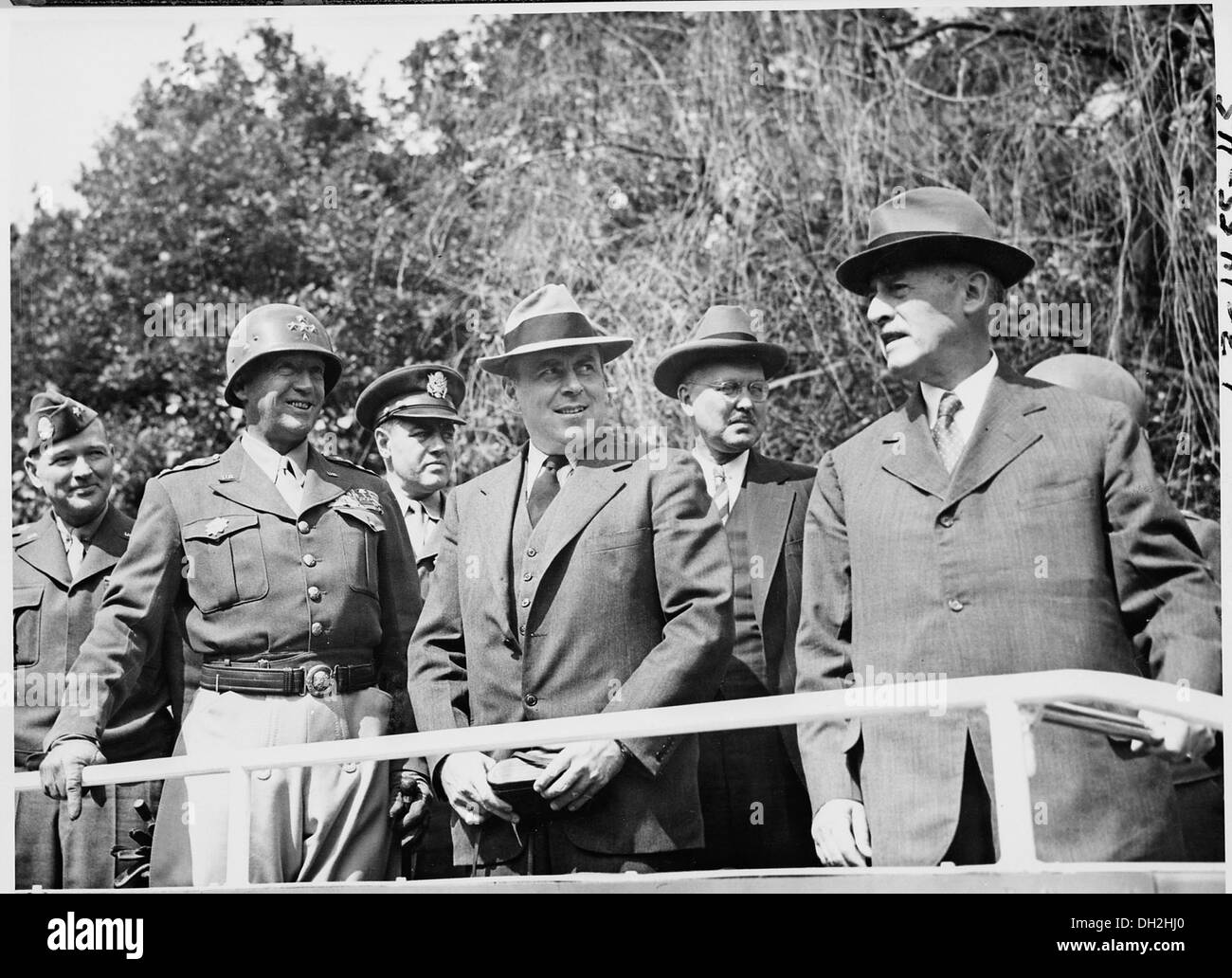 L to R, Maj. Gen. Floyd Parks, U. S. Commanding General, Berlin area, Gen. George S. Patton, Jr. Commanding General... 198814 Stock Photo
