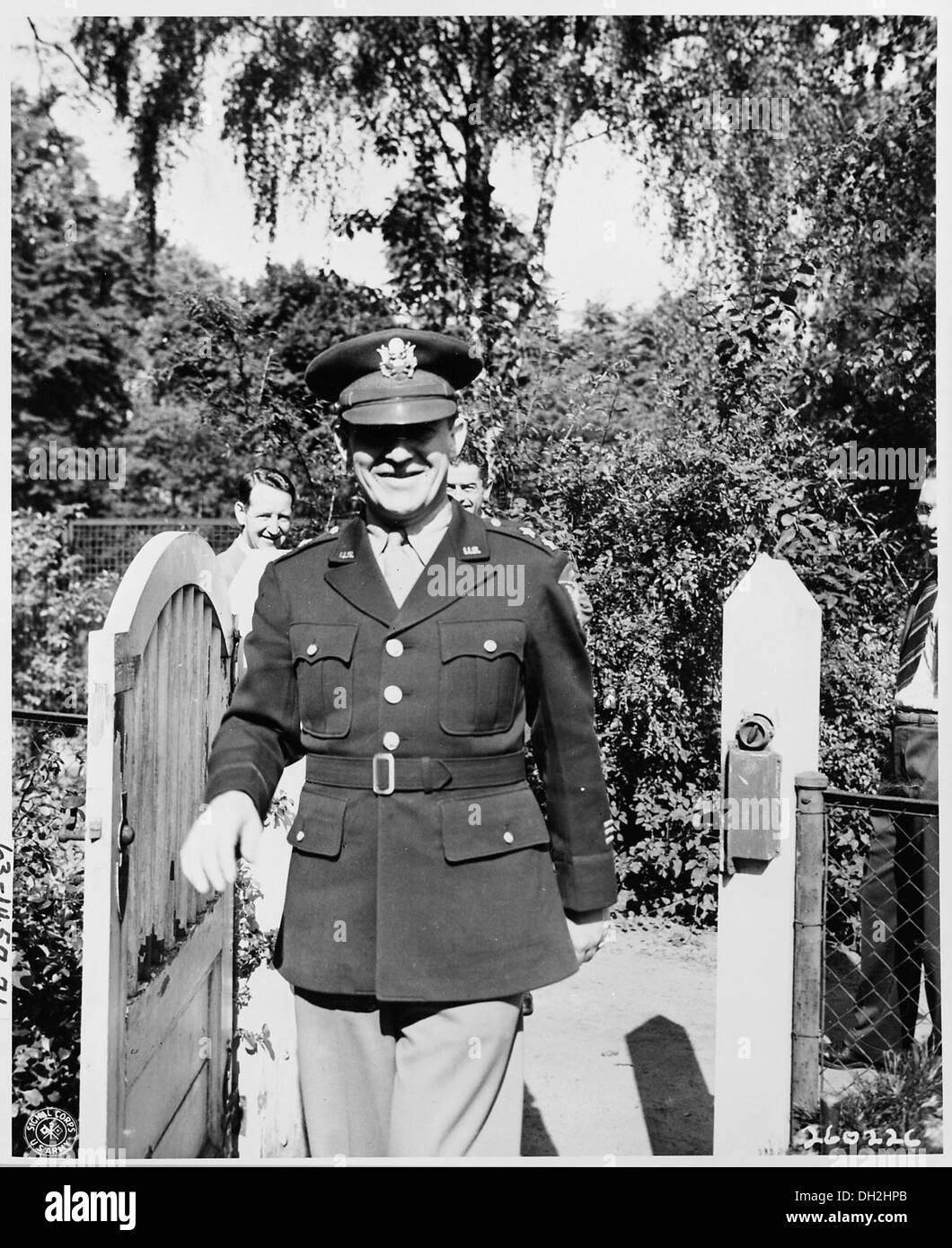 This photograph shows Maj. Gen. John R. Deane, Commanding General of the Military Mission to Moscow, arriving at the U.S. Ambassador's residence. This was a key event during diplomatic and military relations between the U.S. and Russia. Stock Photo