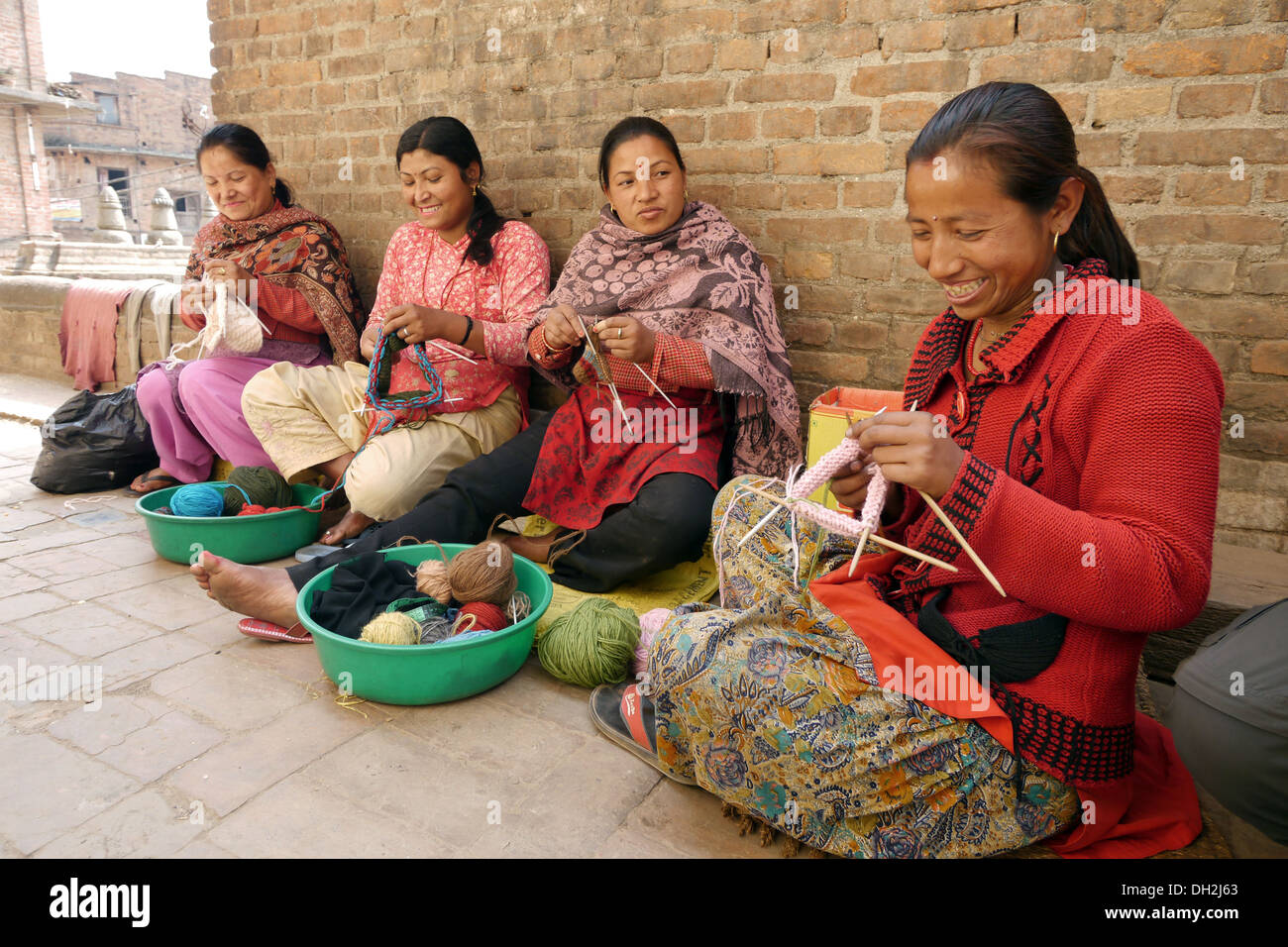 Women knitting bhaktapur kathmandu valley hires stock photography and