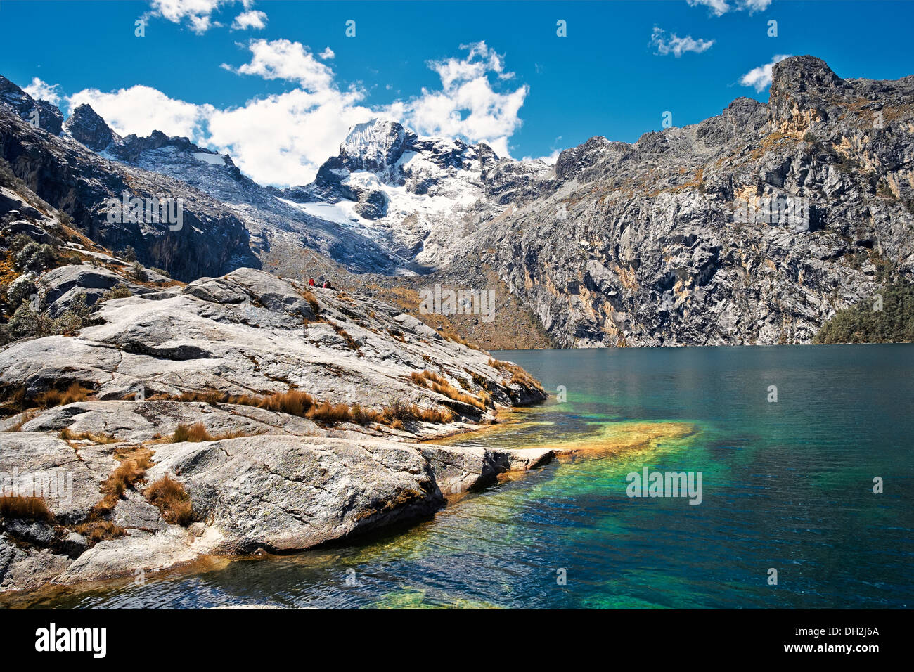 Nev Churup Summit and Laguna, Huascaran National Park in the Andes, South America. Stock Photo
