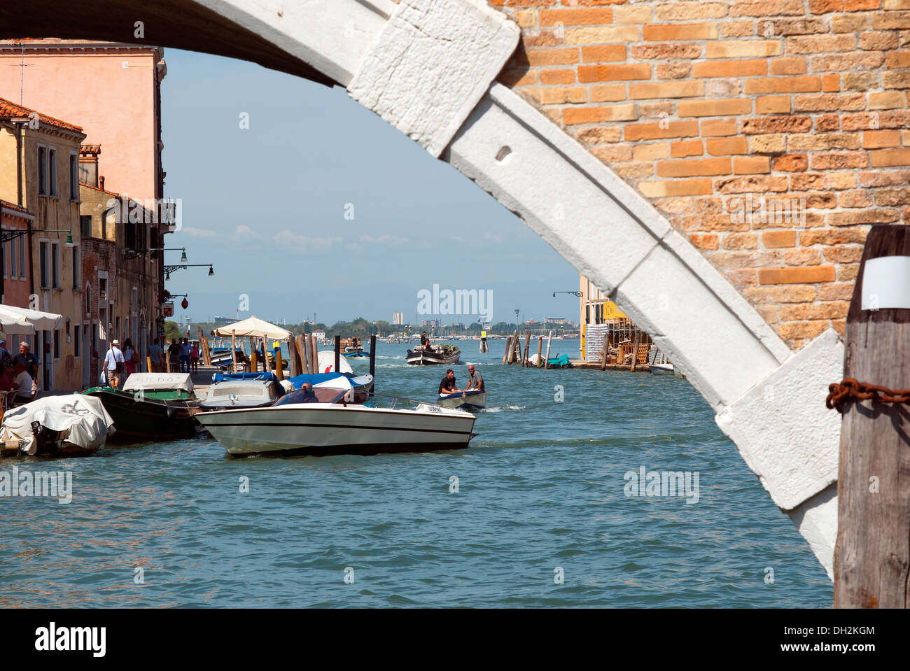 A canal in Venetian lagoon, Venice, UNESCO World Heritage Site, Veneto, Italy, Europe Stock Photo