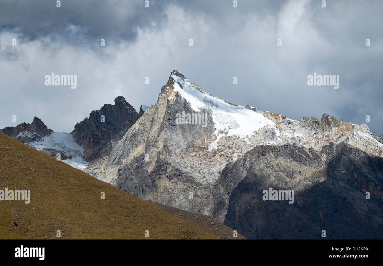 Huamashraju Summit National Park in the Andes, South America. Stock Photo