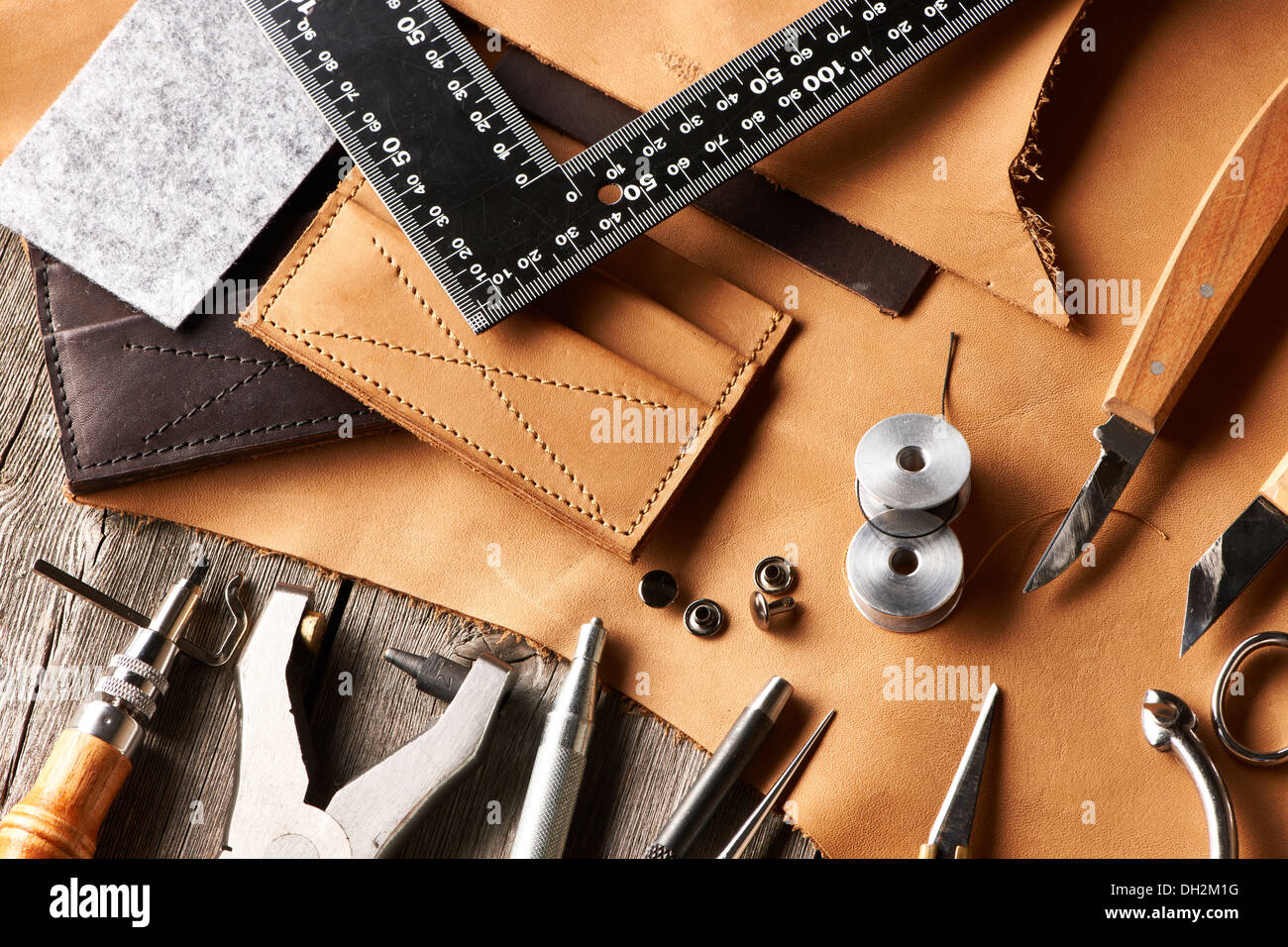 Leather crafting tools Stock Photo Alamy