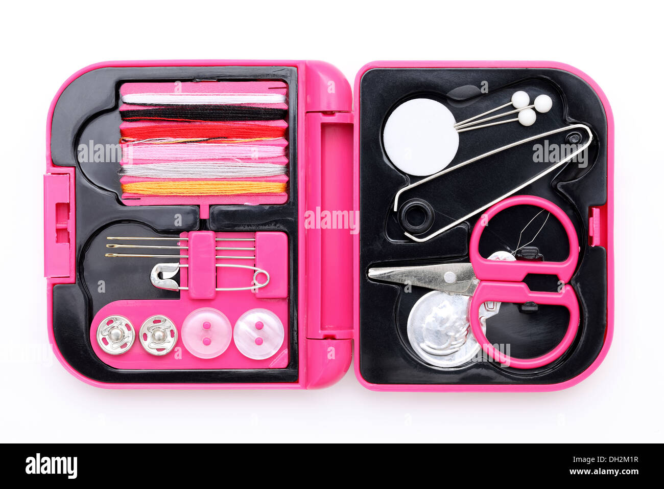 sewing kit on white background Stock Photo