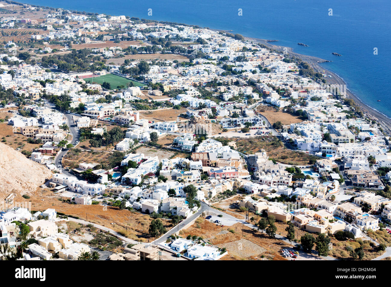 view of Kamari on the island of Santorini, Greece Stock Photo
